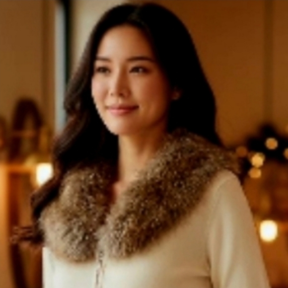 NWT Belldini Los Angeles Ivory Full Zip Cardigan Small Faux Fur Collar Y2K Glam - Picture 6 of 8